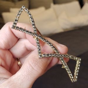Gold Brooch with Grey Crystals